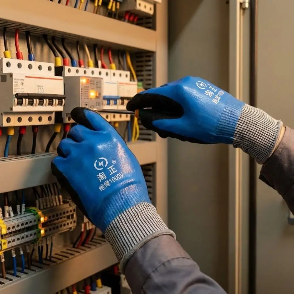 Withstanding Voltage 1000 V Electrician Insulating Gloves High Elasticity Anti Slip Safety Protective Gloves Anti-shock Rubber