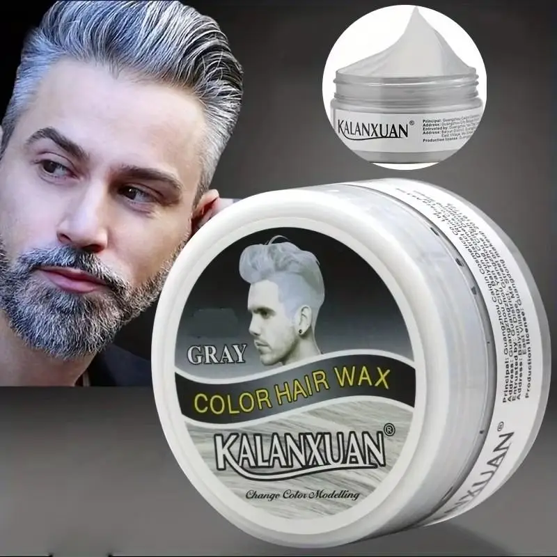 Cera temporal para Color de cabello para hombres, barro artesanal, pasta de moldeo de una sola vez, crema de tinte, Gel para teñir el cabello, estilismo, gris plateado, 100g S2T9