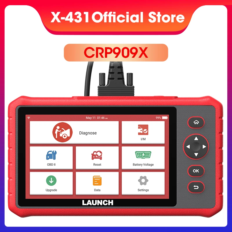 X-431 LAUNCH CRP909X OBD2 Scanner Automotive Scan Tool Car Diagnostics Tools Auto OBD Code Reader Free Shipping Diagnostic X431