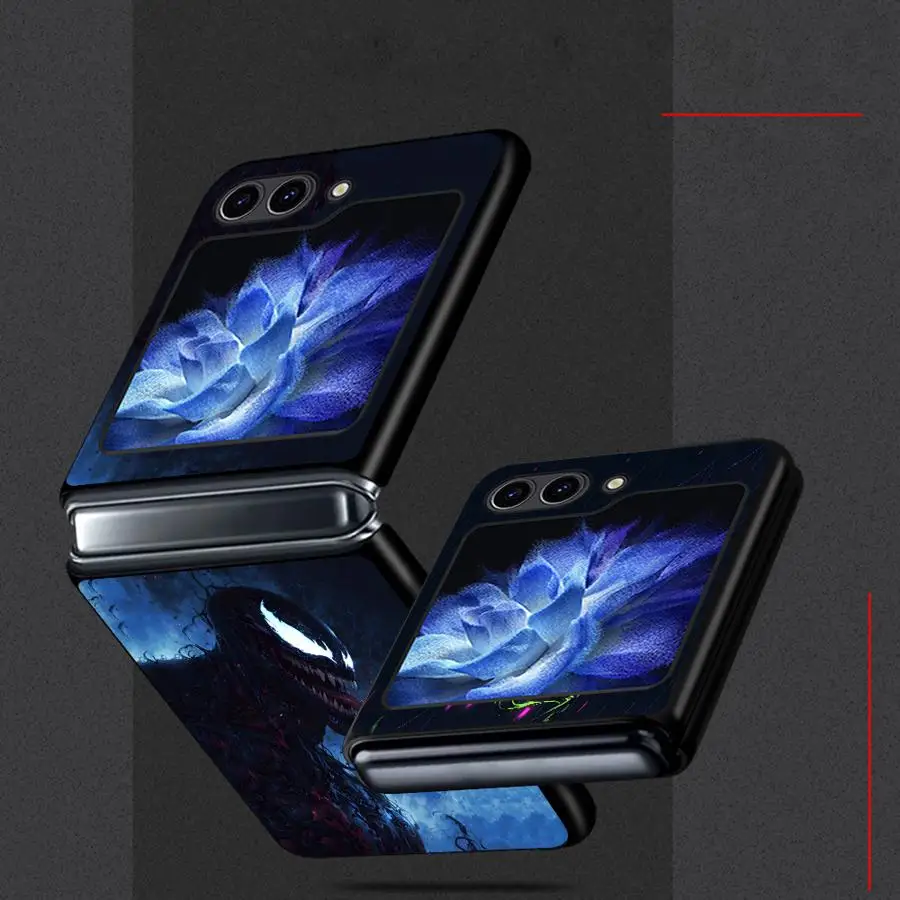 마블 어큐러시티 베놈 하드 폰 커버 케이스 (삼성 갤럭시 Z플립5 Z플립7 FE Z 플립 7 6 5 4 3 Z플립3 Z플립4 Z플립6 용)