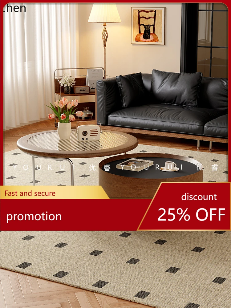 

HT round coffee table size combination living room household solid wood rock slab tea table