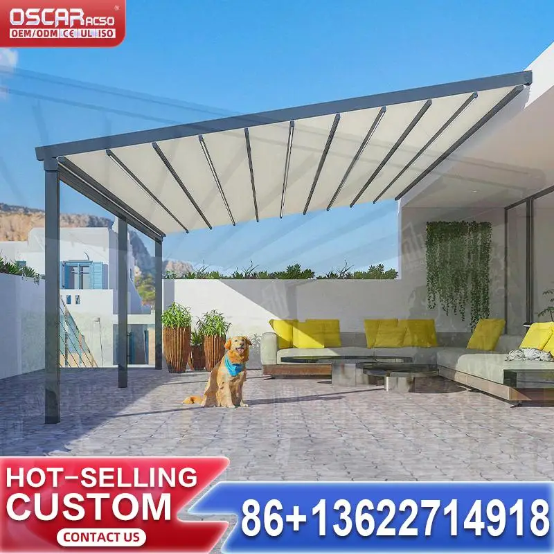 

Sunshade Retractable Aluminum Awning for Garden Building and Door Use Retractable Canopy Pergola