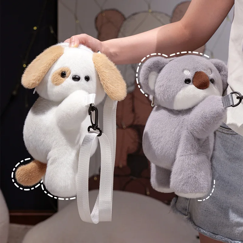 Miniso-muñeco de Koala de peluche, bolso cruzado, mochila de viaje para compras, bonito perro, regalo para niños, mochila escolar