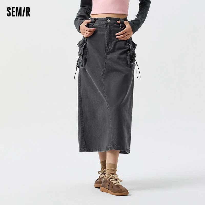 Semir Skirt Women Slit Long Skirt Salt-style 2024 Spring New Cool and Stylish Hot Girl Workwear Skirt