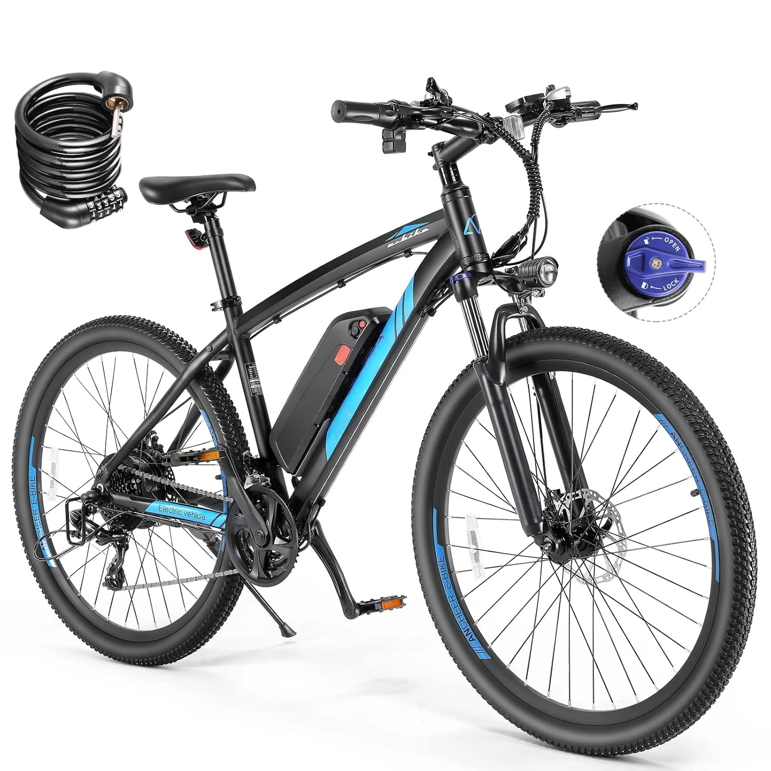 

27.5'' Electric Bike 500W(Peak 750W) Electric Mountain Bike, 55 Miles Range & 22 MPH, 3H Fast Charge, 48V/10.4Ah, Customized