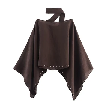 Women's Loose Cropped Cloak Jackets for Women 2026 Summer Rivet Scarf New In Cape Coats And Jackets Holiday Casual Poncho 2 Women's Loose Cropped Cloak Jackets for Women 2026 Summer Rivet Scarf New In Cape Coats And Jackets Holiday Casual Poncho 2