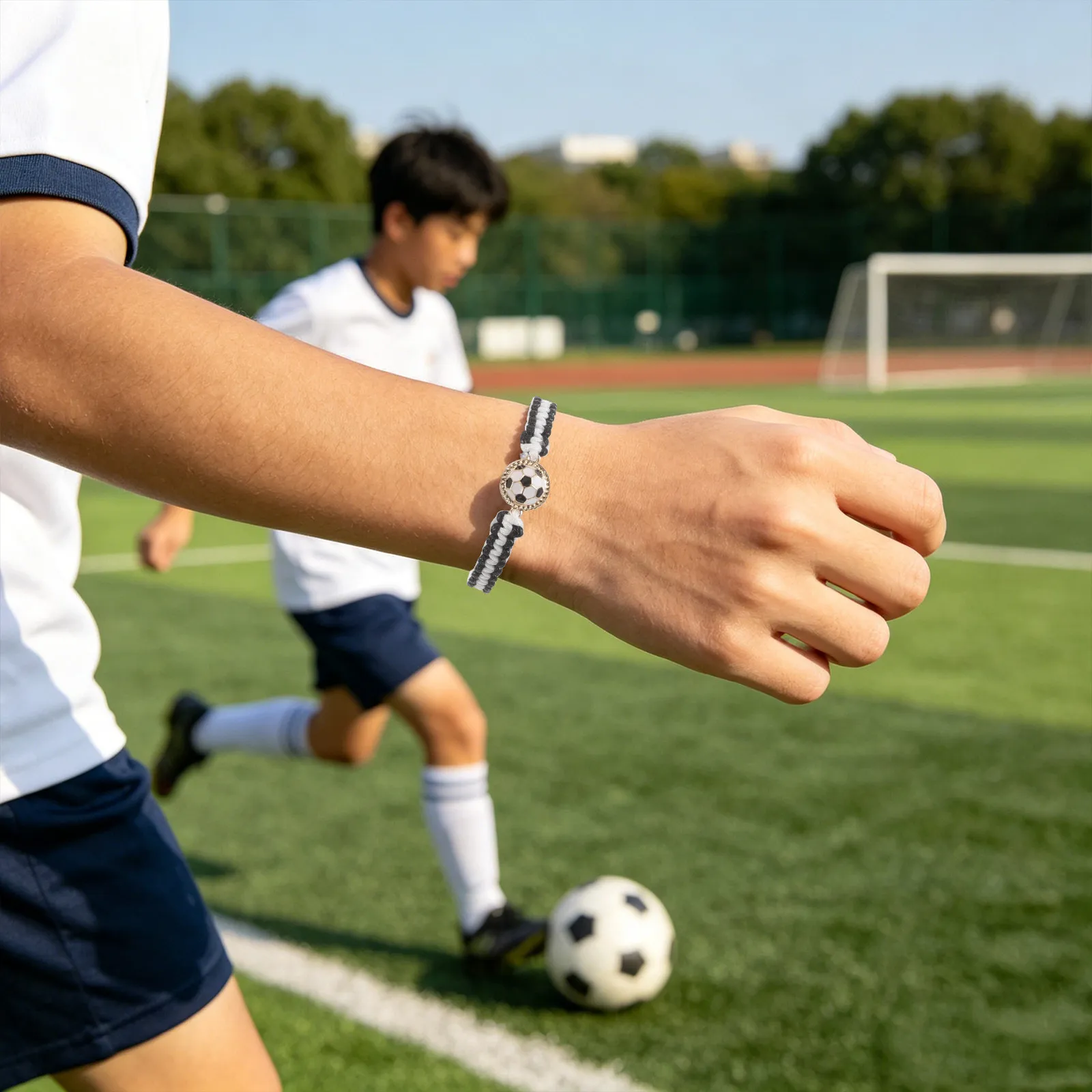 

10Pcs Soccer Bracelets Handwoven Sport Wristbands Soccer Fans Team Spirit Adjustable Football Bracelets Party Favors for Boys