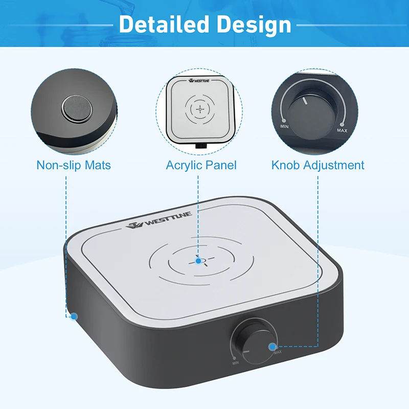 WESTTUNE Rechargeable 3000rpm Magnetic Stirrer Mixer with Stir Bar Brushless DC Motor Max 3L Electric Magnetic Stir Plate Mixer