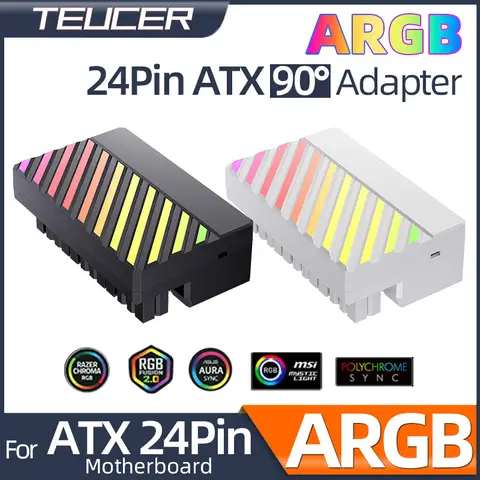 Teucer ATX 24Pin 90도 마더보드 전원 공급 장치 ARGB 케이블 커넥터 플러그 어댑터 DIY 장착 액세서리 데스크탑 PC용 Teucer ATX 24Pin 90도 마더보드 전원 공급 장치 ARGB 케이블 커넥터 플러그 어댑터 DIY 장착 액세서리 데스크탑 PC용