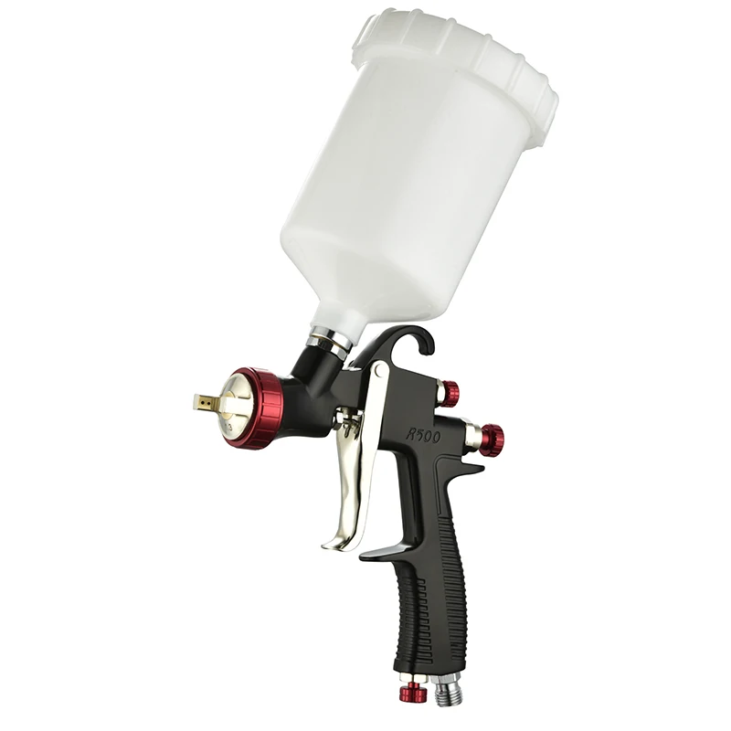 LVLP Pistola a spruzzo R500 Ugello da 1,3 mm con filtro separatore acqua olio Manometro Regolatore pressione aria Pistola a spruzzo Strumenti pneumatici
