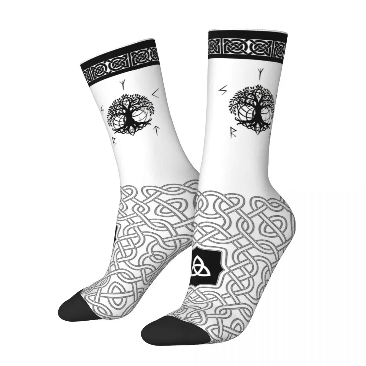 

Funny Happy Men's Socks Yggdrasil Runes Retro Harajuku Viking Hip Hop Novelty Casual Crew Crazy Sock Gift Pattern Printed