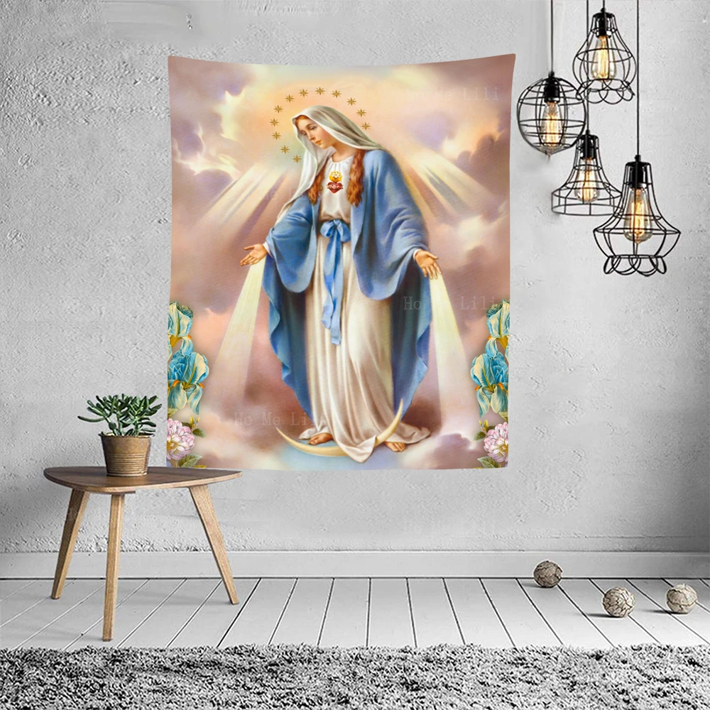 Catholic Assumption Image Religious Belief Figure God Room Decoration Tapestry By Ho Me Lili