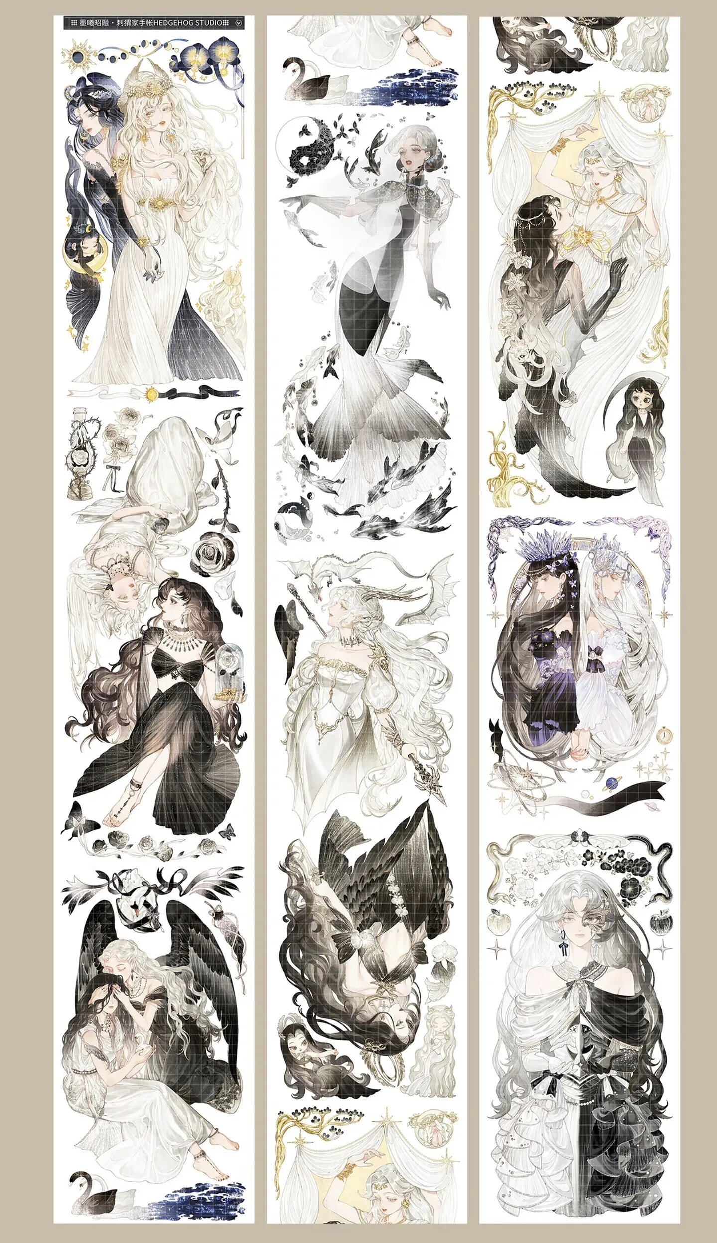 

Красивая блестящая клейкая лента Washi с изображением ангельских девочек для дневников, коллажей, задней панели телефона и карточек с персонажами