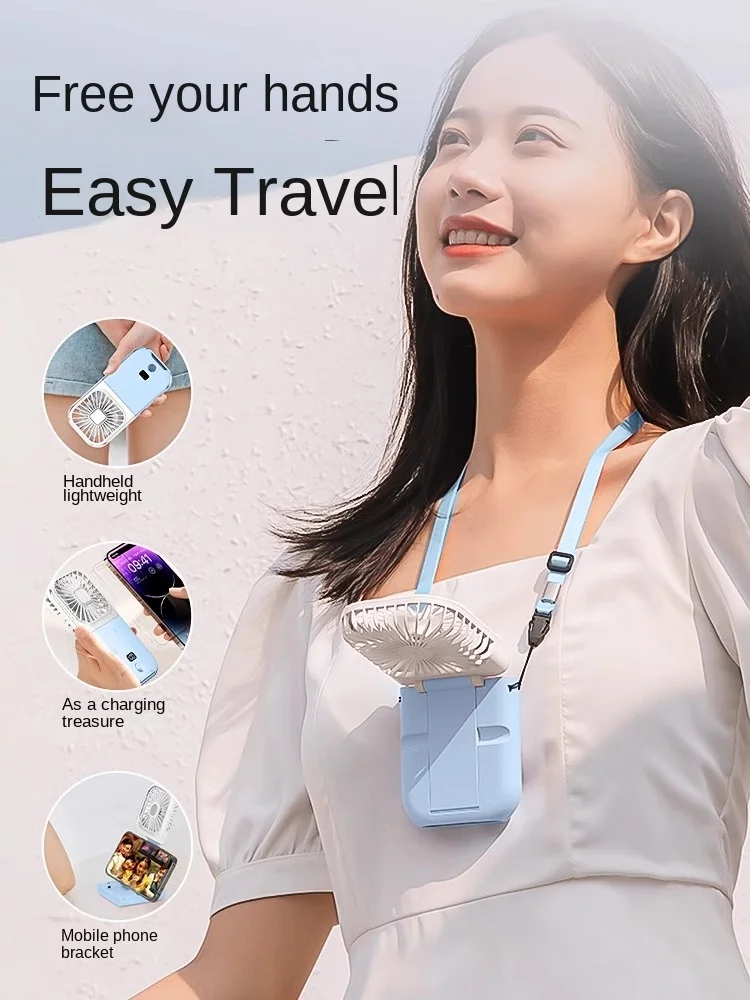 

Portable neck hanging fan, small, ultra long endurance, silent, lazy, portable, cooling, large air volume, new foldable model