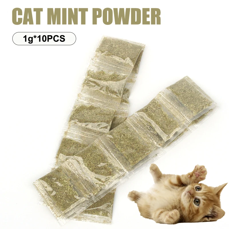 New 10PCS 1g Cat Mint Powder Catnip Bag Cat Grass Chopped Leaf Catnip Powder Small Bag Catnip Digestive Hair Ball view 2