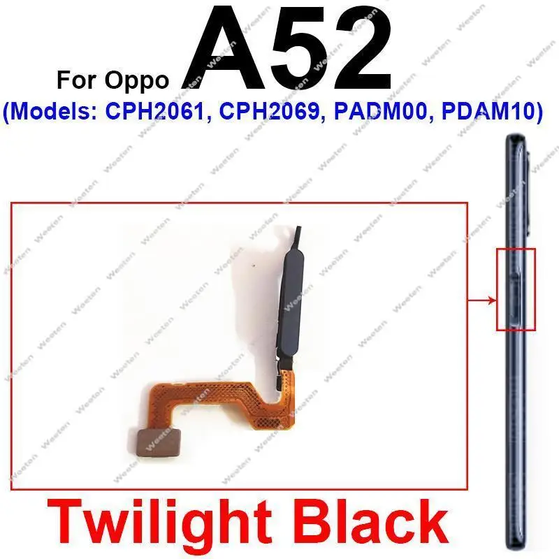 Fingerprint Sensor Flex Cable For OPPO A36 A52 A54 A54S 4G 5G On OFF Power Buttons Finger Print Touch Sensing Flex Ribbon Parts