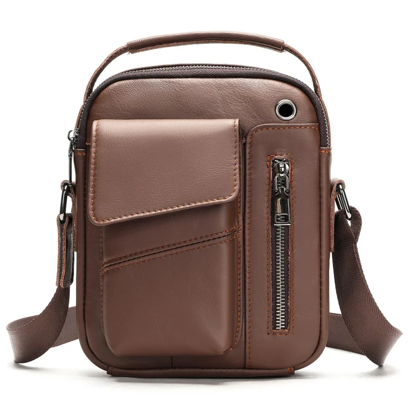 New Casual Men\'s Cow Leather Shoulder Bag Large Capacity Male Crossbody Bag For Men