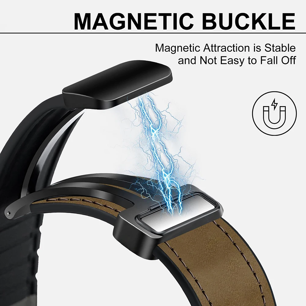 حزام من الجلد لساعة أبل الفرقة 38 40 41 42 44 45 46 49 مللي متر المغناطيسي مشبك سوار الرجال IWatch سلسلة ساعة Starp اكسسوارات
