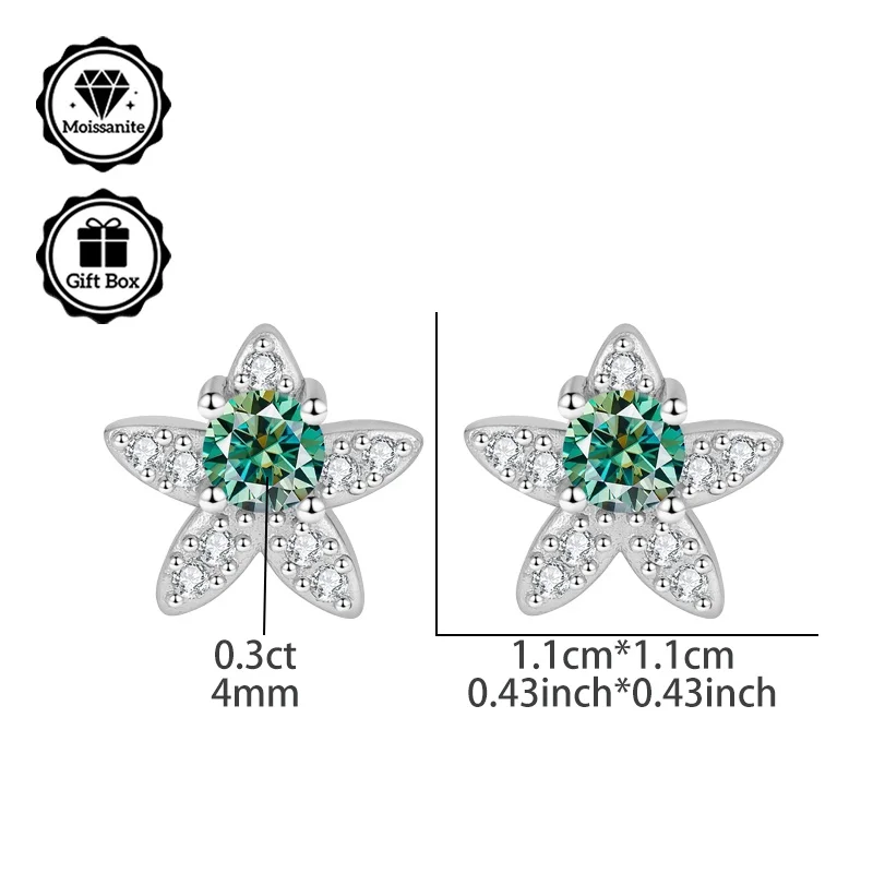 LAMVOICE 0,6 Karat Moissanit Hypoallergener Schmuck für Frauen/Ohrstecker mit Ohrringen, Weihnachtsgeschenk, hochwertiger Schmuck
