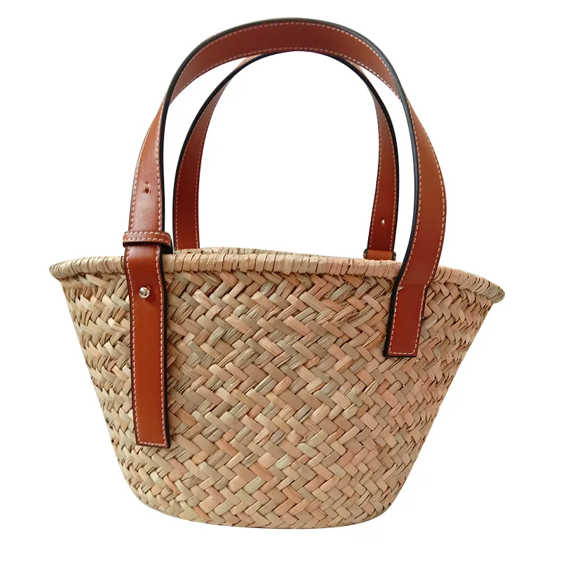 Casual Rattan Large Capacity Tote Designer Wicker Woven Women Handbags Summer Beach Bali Straw Bag Lady Travel Big Basket Purse