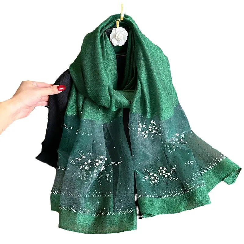 Lenço longo de lã de seda xales e envoltórios feminino bufandas foulard lenço pashmina inverno poncho cachecóis bandana hijab