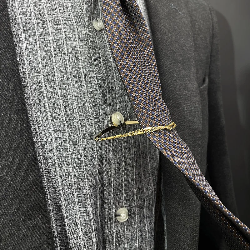 Neckties Chain U-chain Fixed Windbreak Metal Brooch Pin Mens Tie Shirts Fixed Chain Lapel Dress Wedding Party Tie Accessories