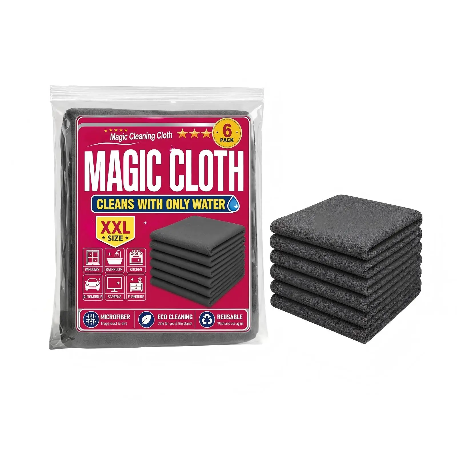 Magisches Reinigungstuch aus Mikrofaser für Autowäsche, Küche, Wasserfleckenentferner, Wiederverwendbares Ultra-Absorbierendes Handtuch, Streifenfreies Reinigungstuch – Detail 2
