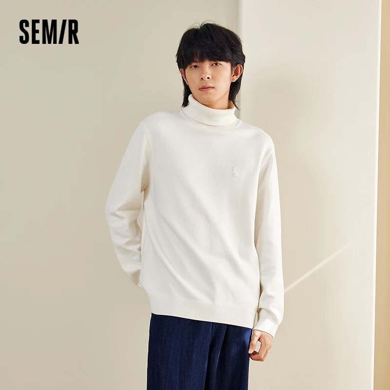 Semir Pullover Sweater Men 2024 Winter New Exquisite Solid Color Casual Style High Neck Knitted Sweater