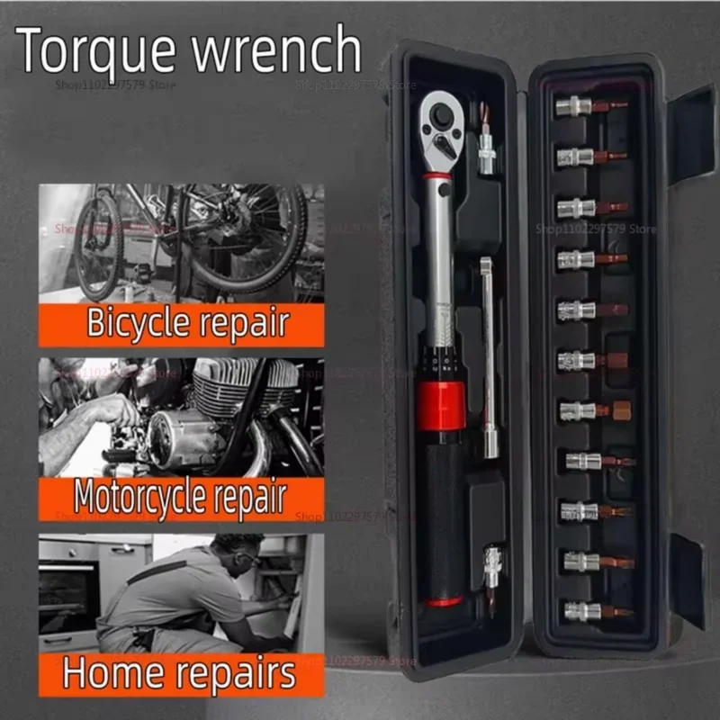 

15PCS Click Type Torque Wrench Set 1/4 Inch 2-24Nm Adjustable Spark Plug Tool Kit with Sockets Auto Motorcycle Repair Gear