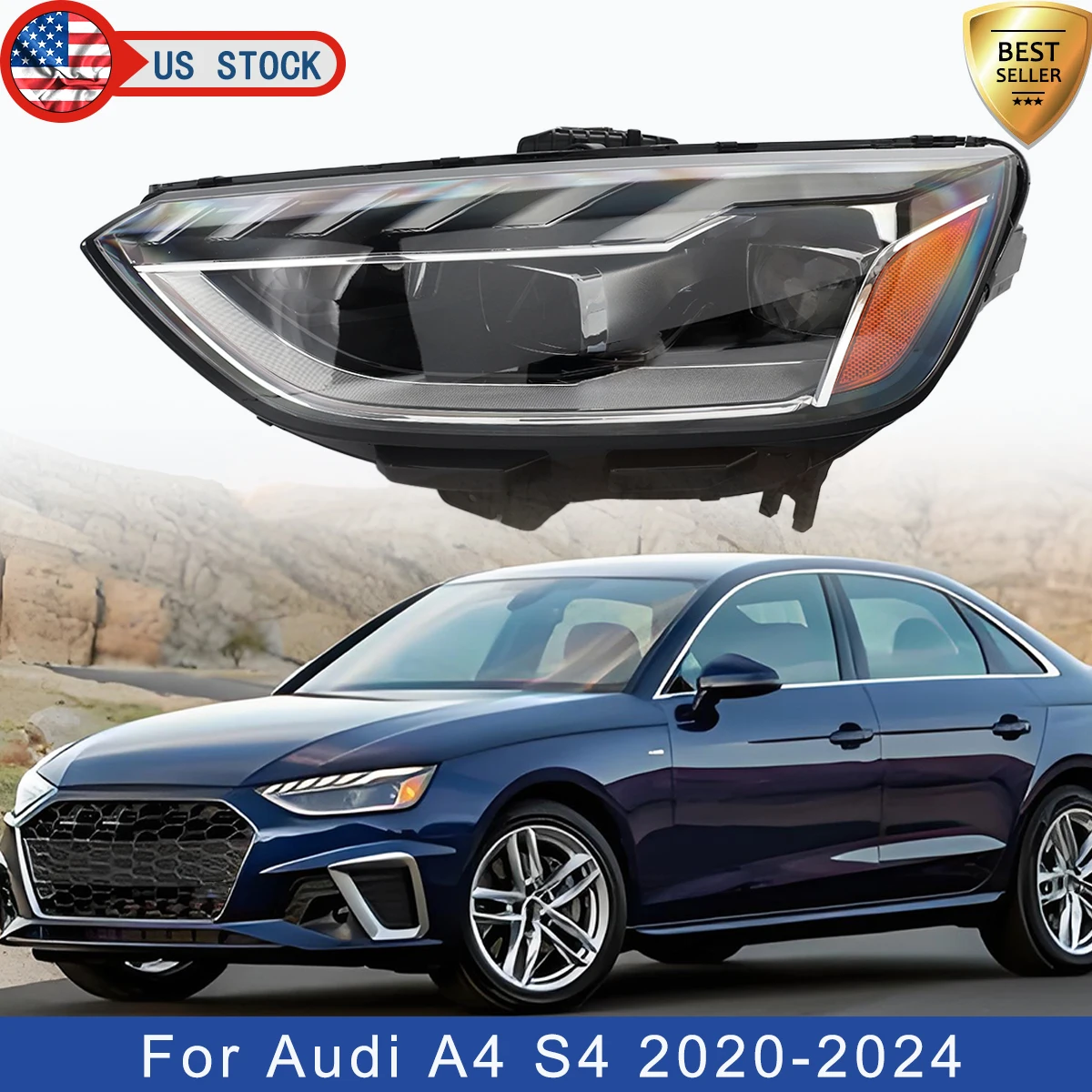 

1PC Left or Right Headlights Assembly For 2020 2021 2022 2023 2024 Audi A4 S4 Quattro LED Headlight Assembly Magickit