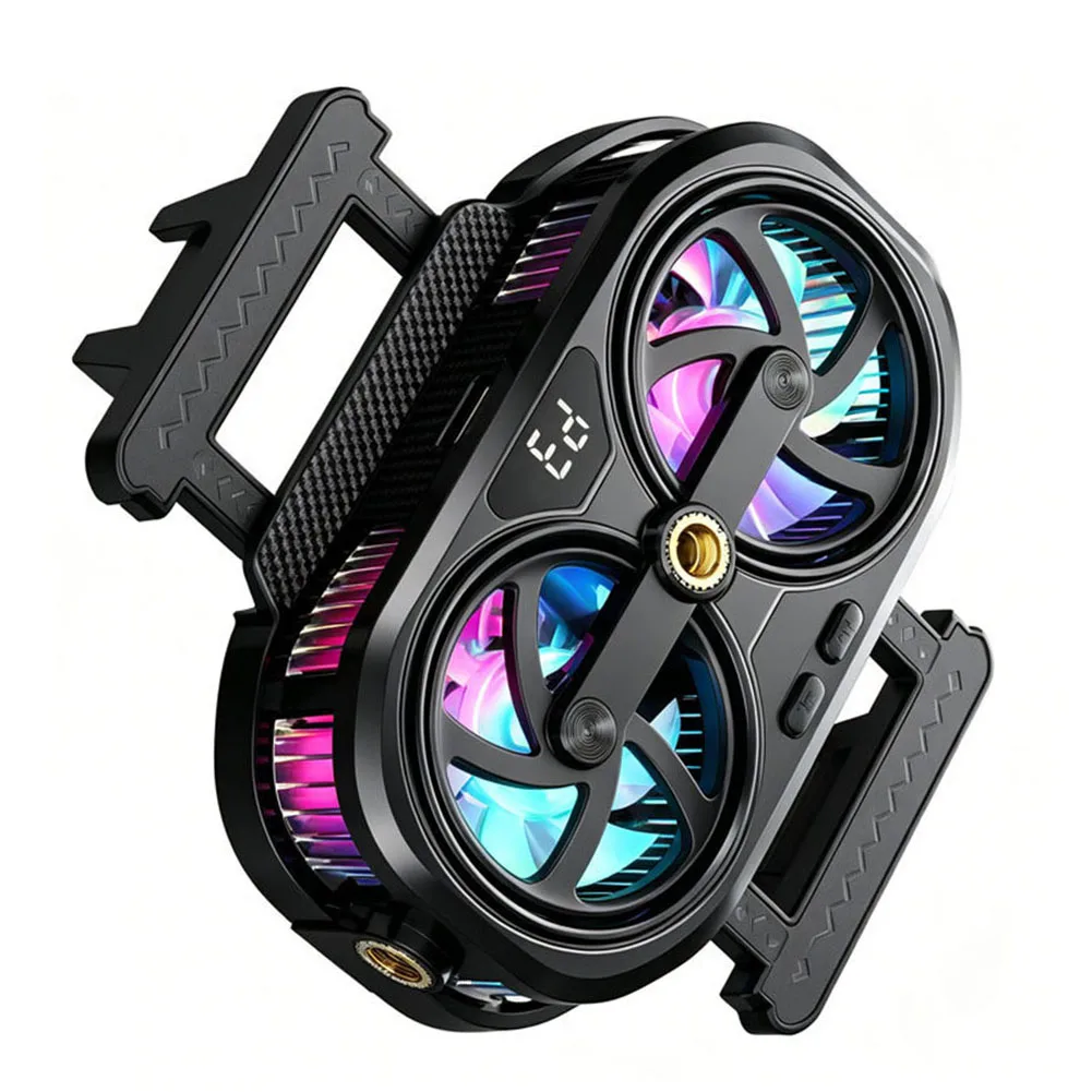 RGB Phone Cooler Fan Temperature Display Dual Chip Cooling Device For IPhone Gaming Heat Sink Tool