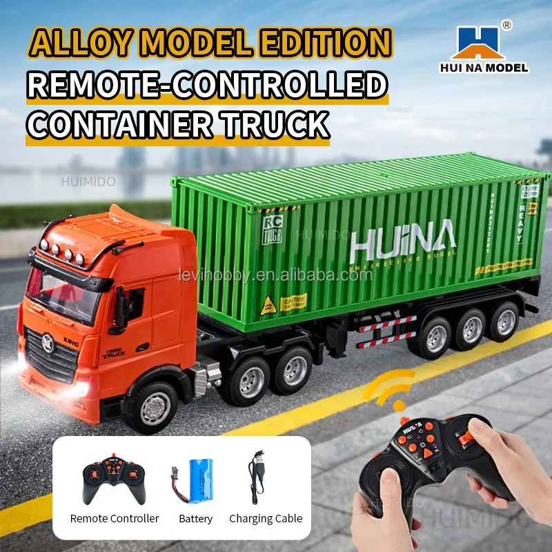 custom made 1:18 9 Channel Alloy Remote Control Container Truck Ready-to-Use Remote Control Construction Vehicle 25M Range