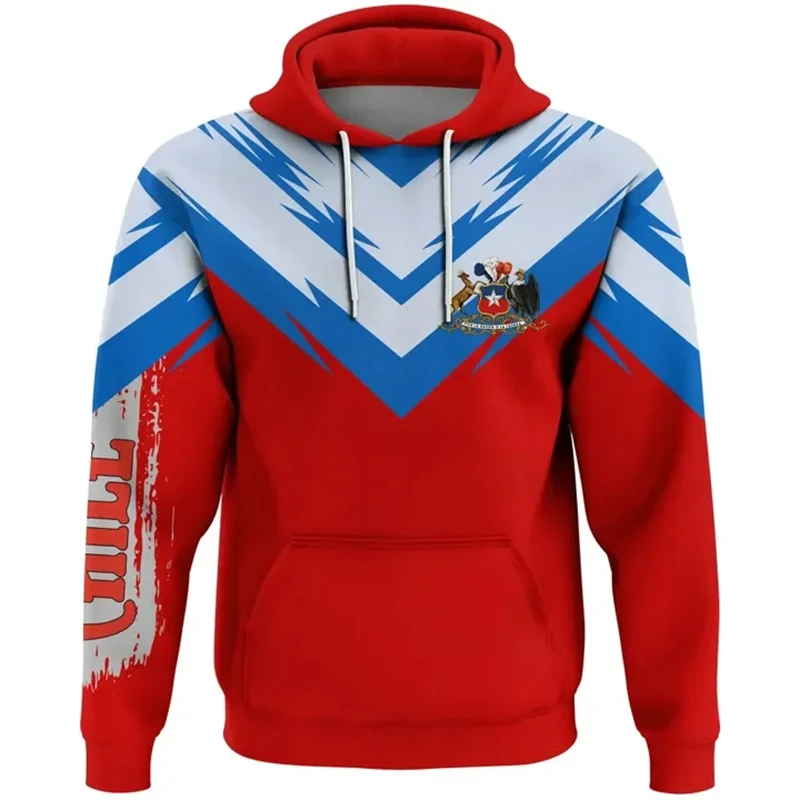 Chile National Emblem Map Flag 3D Printed Graphic Hoodies Men's Women's Chilren Streetwear Sweatshirt Breathable Comfortable Top