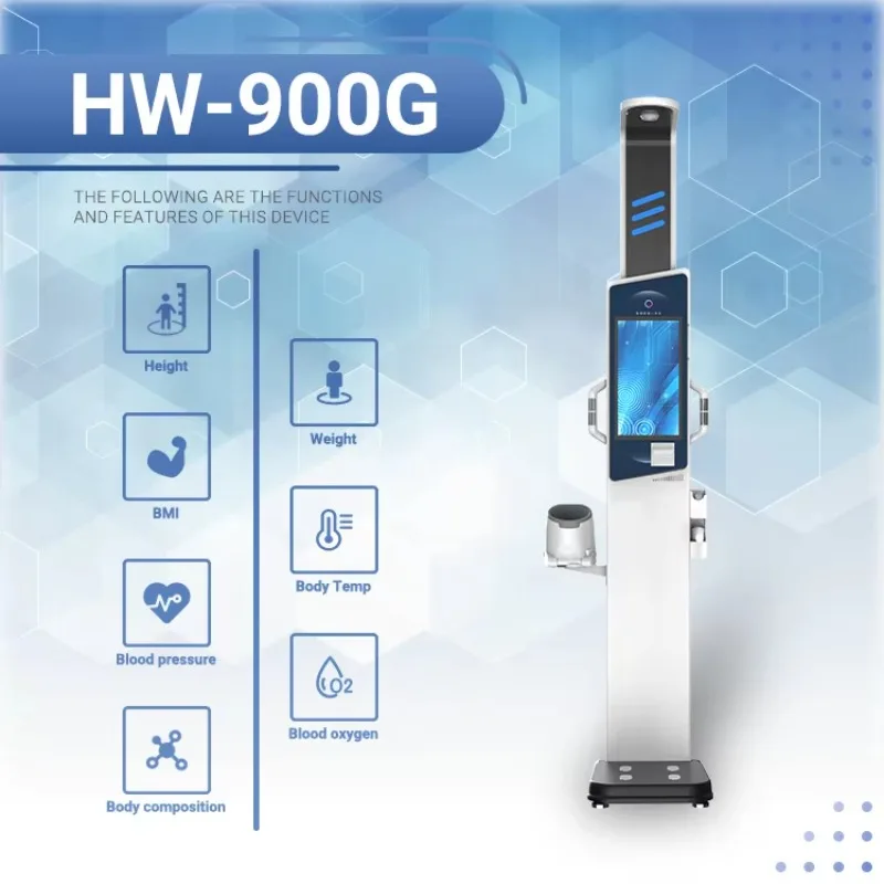 Advanced 19 Inch Android Mechanical Scale Steel Advertising Health Measurement Station Smart Health Checkup Kiosk OEM ODM