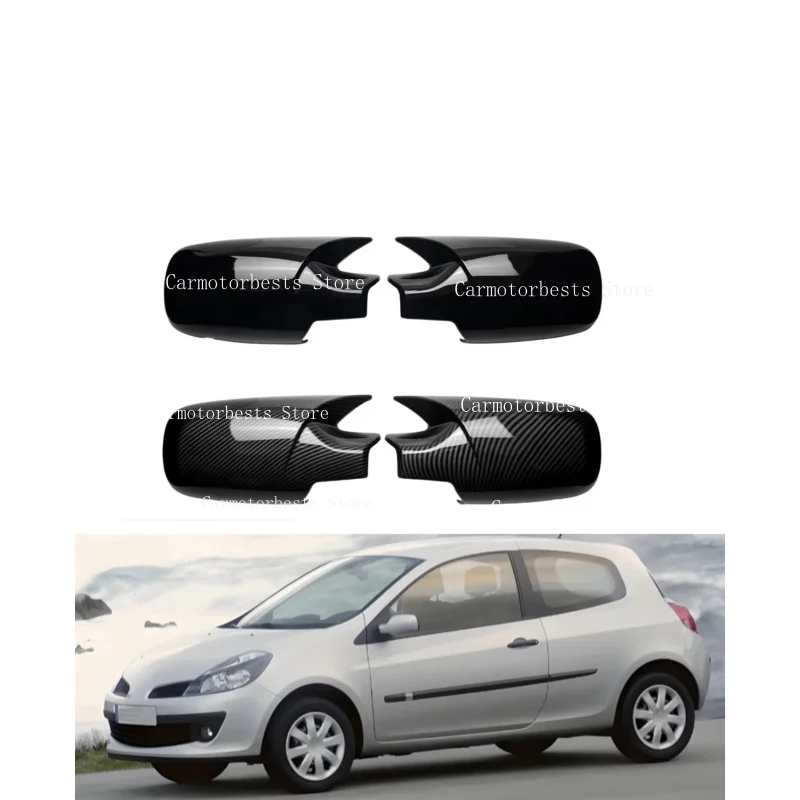 Car  Rearview Side Mirror Cover Fit For Renault Clio III 2005 2006 2007 2008 2009  Wing Cap Rear View Case Trim Carbon Fiber
