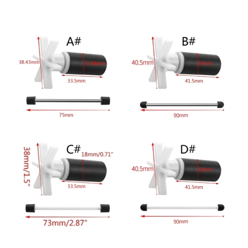 18mm 19mm Replacement Filter Impeller Submersible Water Pump Rotor Stainless Steel / Ceramics Shaft Cores 2m / 2.5m H/L