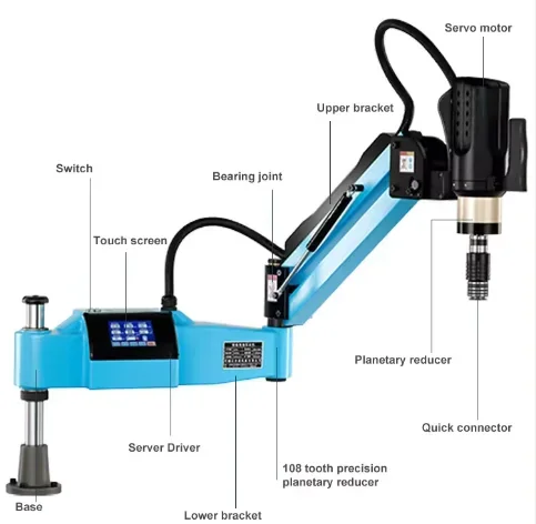 M3 to M16 tap chuck electric tap vertical flexible arm automatic handpiece series tapping machine