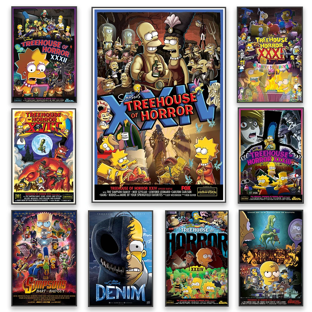 Disney Simpson TV Show Poster Funny Movie Prints Cartoon Film the Simpson Family Canvas Painting Home Kids Bedroom Wall Decor