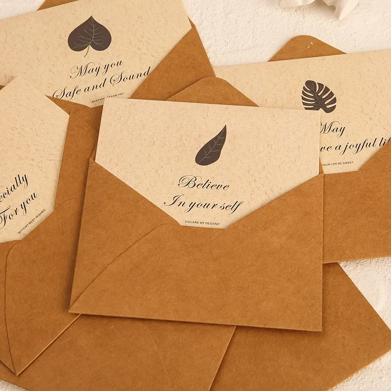 50pcs/lot Postcards Envelope for Invitations Kraft Paper 12x9cm Giftbox Message Wedding Business Letters Storage Bag Supplies