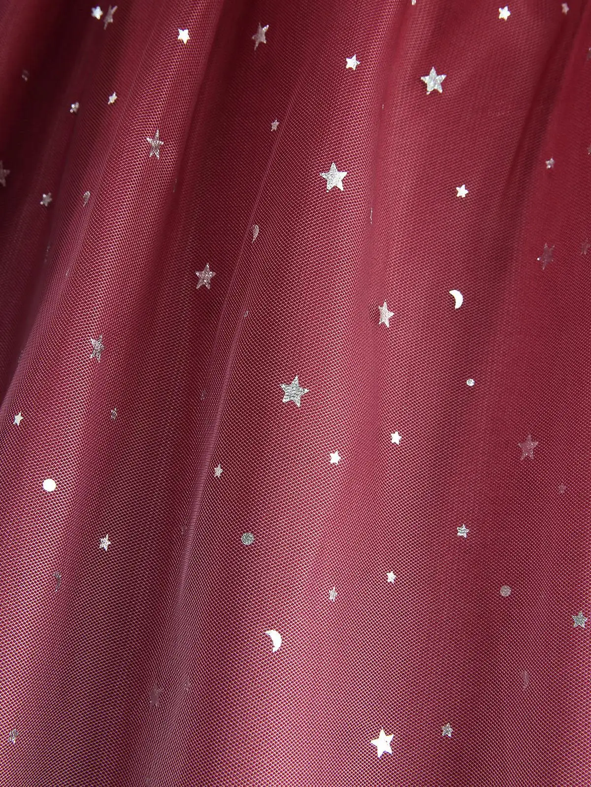 ROSEGAL المرأة حجم كبير تي شيرت نجوم الفضة ختم أومبير طباعة شبكة تويست الكشكشة Ruched مضيئة الأكمام بلايز زي أحمر