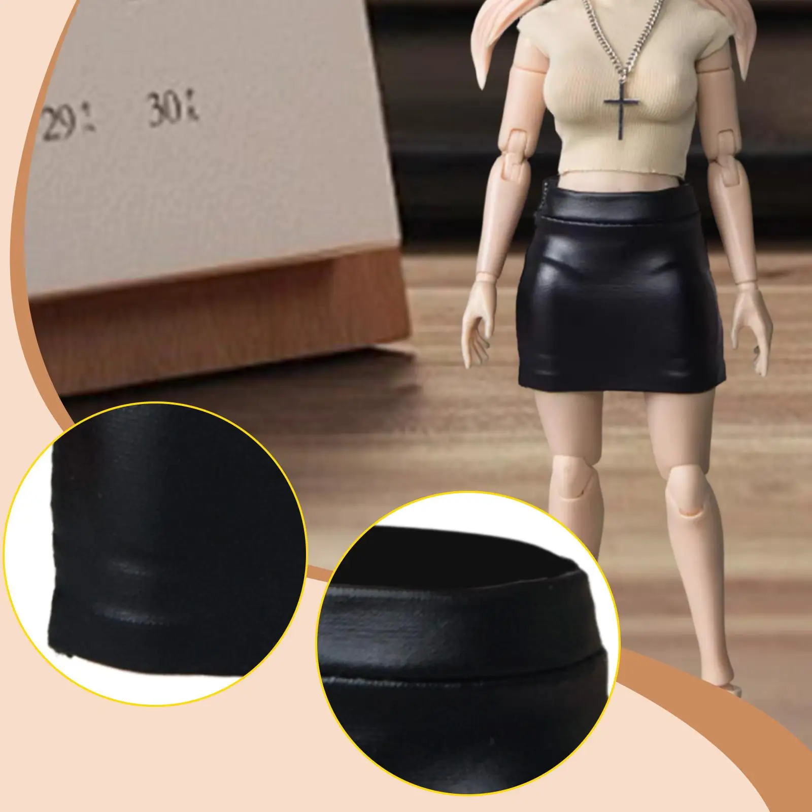 Miniature Clothing 1/12 Scale Faux Leather Skirt Figure Body Accessories for Female 6 Inch Action Figures