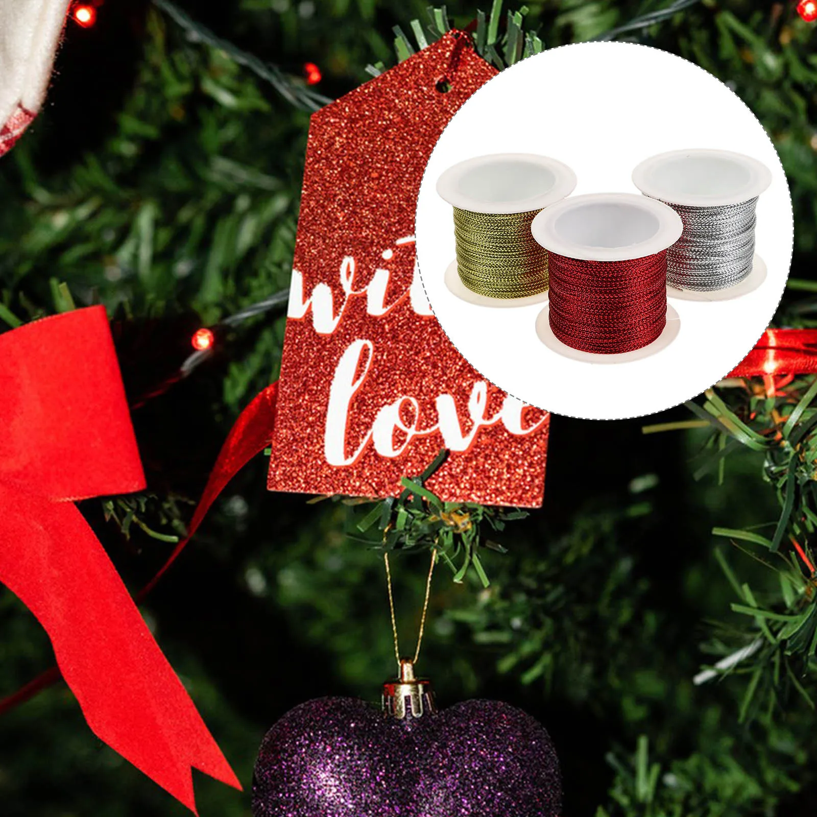 

3Pcs 20M Metallic Label String Spool Organized Tag Line for Gift Wrapping Dressing Crafts Jewelry Making Holiday Decor Gold