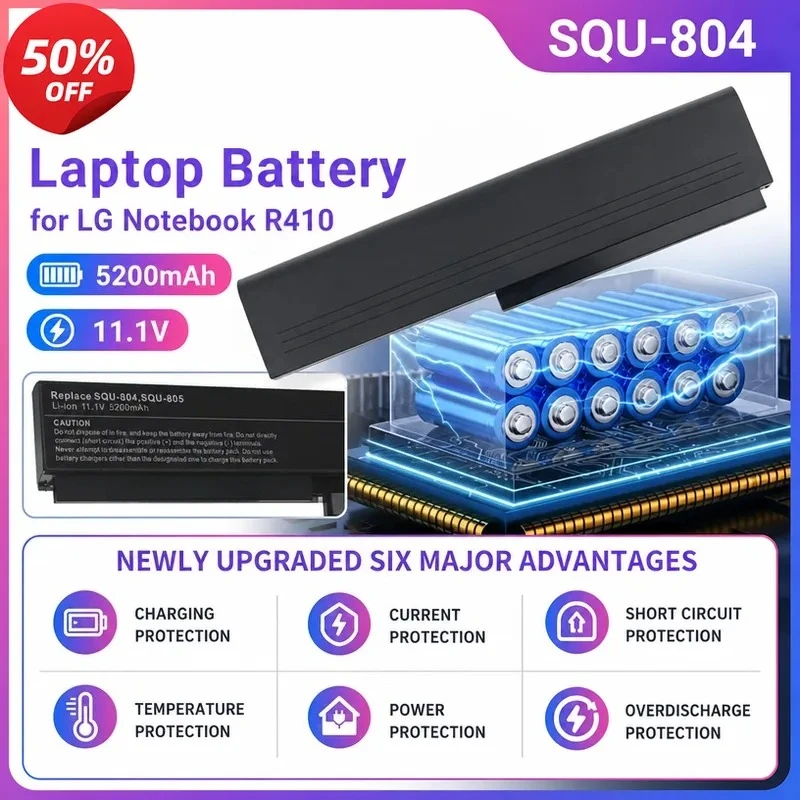 SQU-804 Laptop Battery for LG Notebook R410 R510 R560 R580 EAC34785411 3UR18650-2-T0144 SQU-805 SQU-807 SQU-904