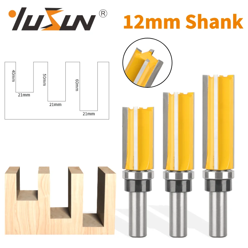 YUSUN 1PC 12MM Shank Z4 Pattern Bit Router Bit Woodworking Milling Cutter For Wood Bit Face Mill Carbide Cutter End Mill