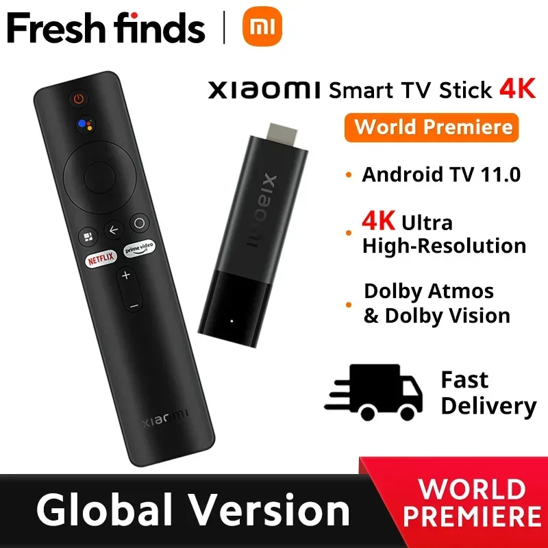 [World Premiere] Global Version Xiaomi Mi TV Stick 4K Android 11 Portable Streaming Media 2GB 8GB Multi Language BT5.0 TV Dongle