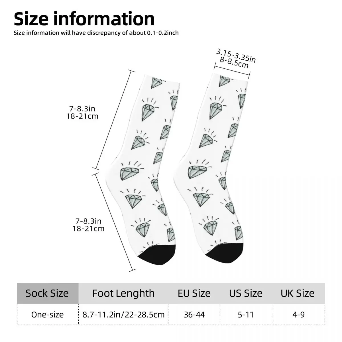 Classic Diamond Pattern Socks Harajuku Super Soft Stockings All Season Long Socks for Unisex Valentine's Day Gifts