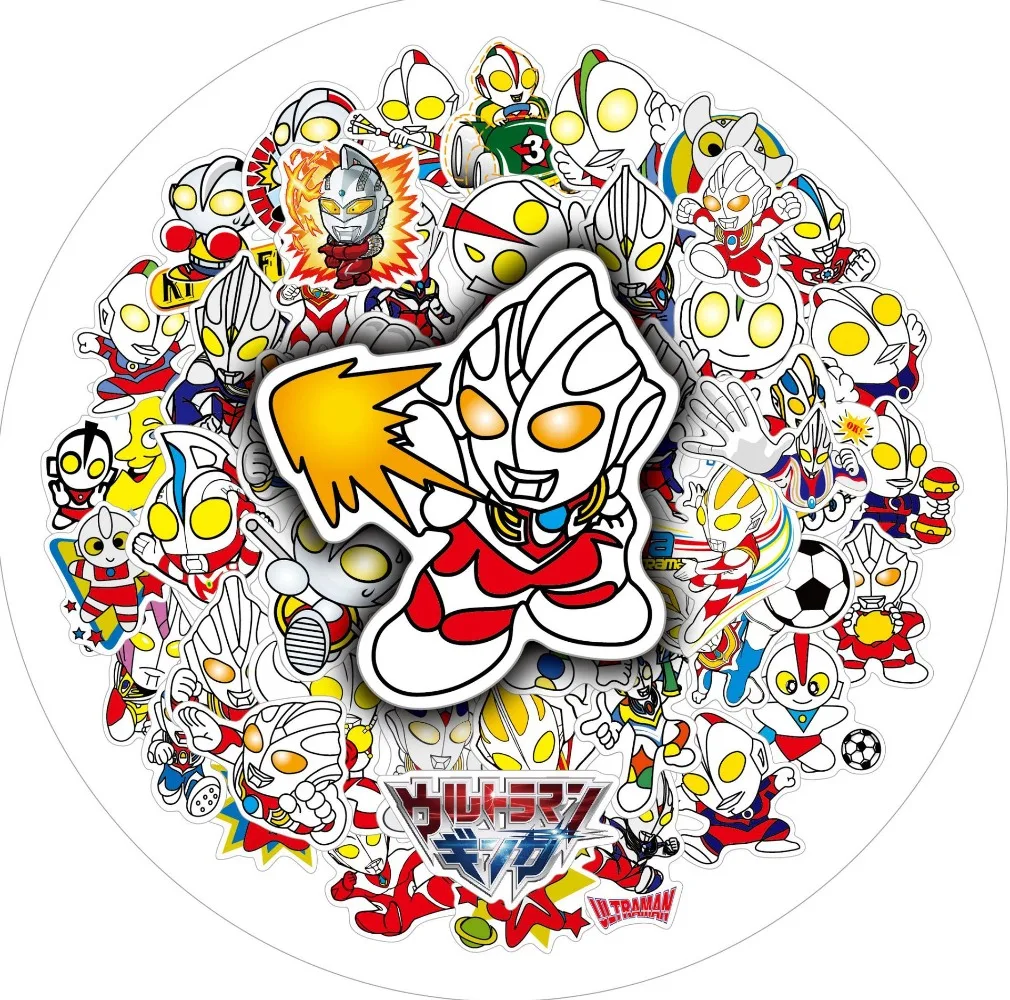 50 قطعة من ملصقات الكتابة على الجدران الكرتونية الترامان الشارات حقيبة الكمبيوتر المحمول الغيتار الديكور DIY بها بنفسك لعبة كلاسيكية للأطفال