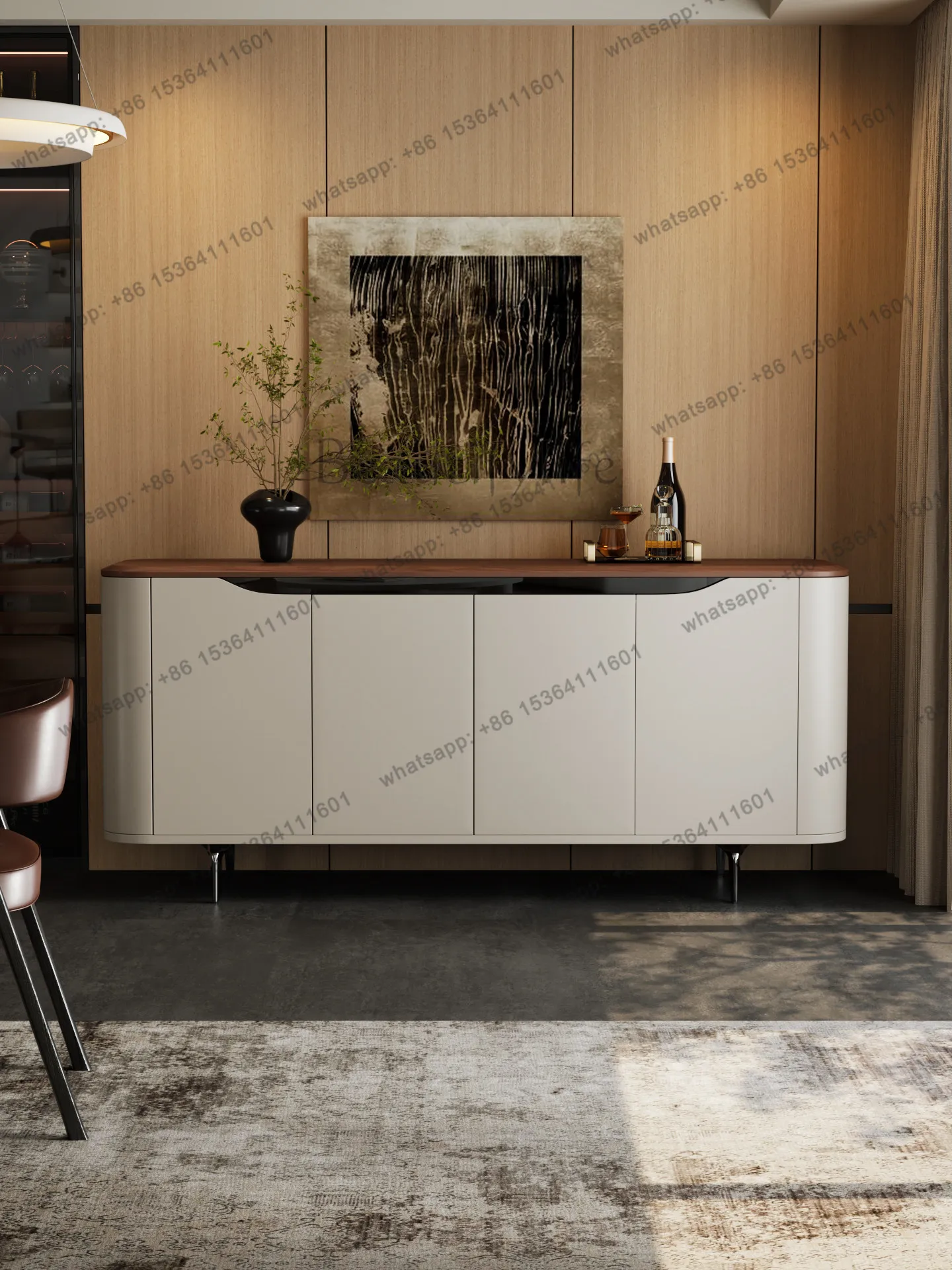 

Итальянский минималистичный приставной шкафчик в стиле лёгкой роскоши для прихожей и гостиной, современный, простой, стильный.