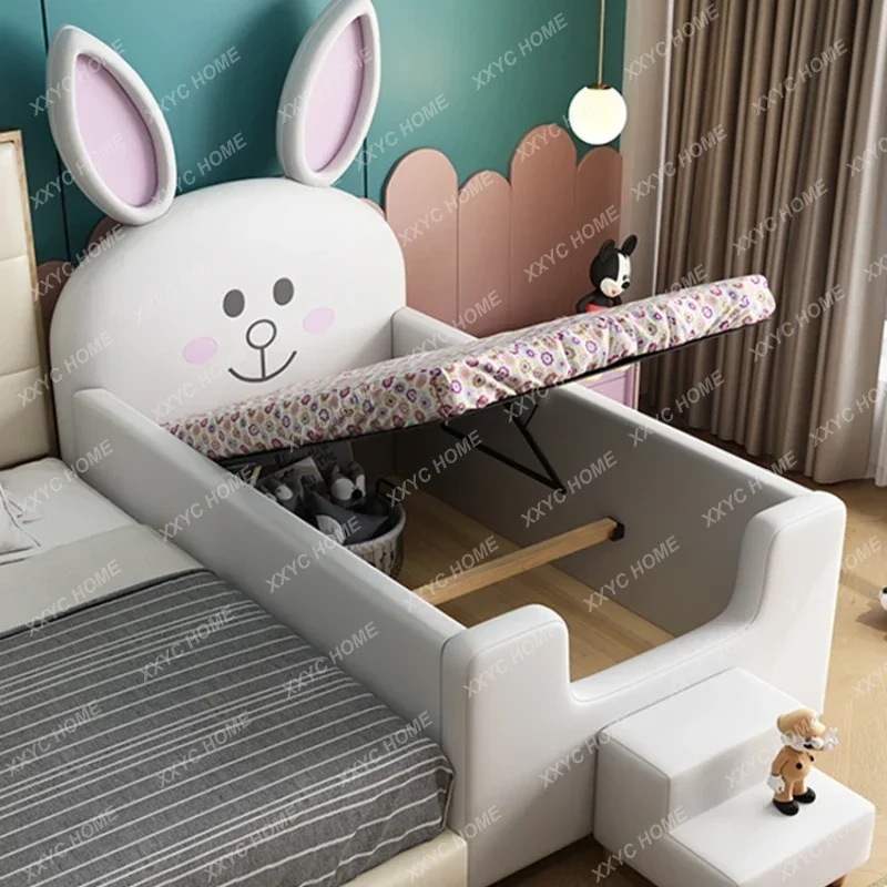 Cute House Children\'s Bed White Black Storage Modern Children Beds Loft Comferter Kinderbett Furniture Home