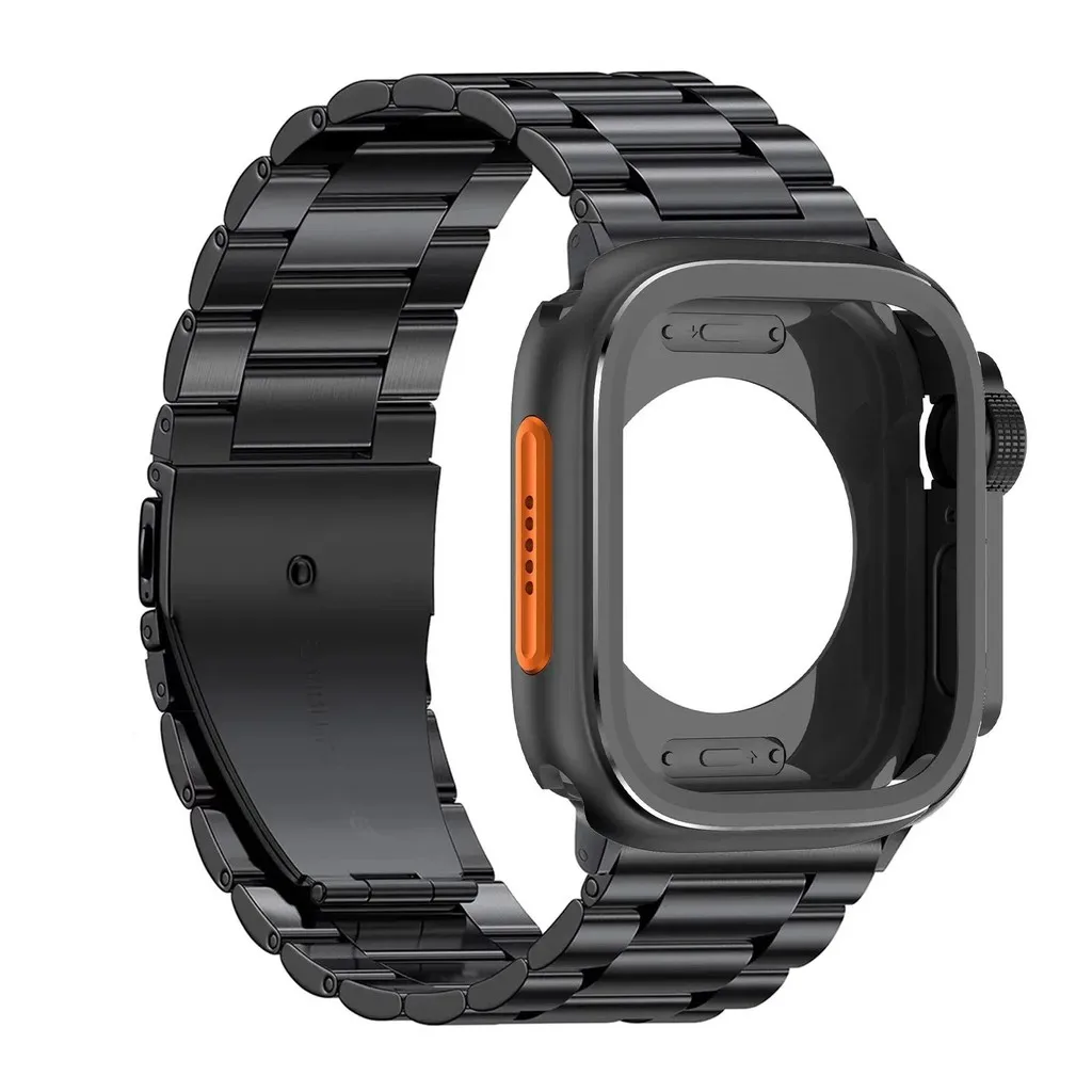 Alloy Case+Stainless Steel Strap for Apple Watch Ultra 3 2 49mm 46mm 45mm 44mm Hollow Out Protective Cover For Iwatch 11 10 9876